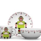 3pcs excellent home decor round ceramic kids set with plates bowls and mugs from china for children daily use