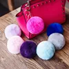 Fluffy 12 colors Rabbit Fur Pompom 8CM For Bags Cars Charm Real Natural Fur Balls Genuine Fur Pom Poms Key Chain
