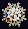 Wholesale Korea Style Rhinestone Crystal Diamond Pearl Flower Rose Brooch Pins For Women
