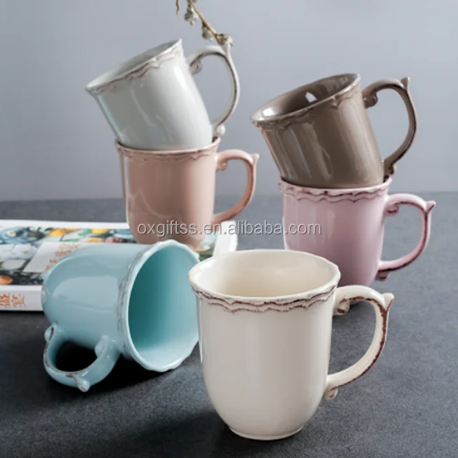 style retro hand-painted lace couple coffee milk water ceramic