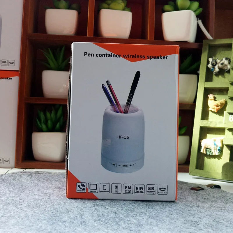 HF-Q6 outdoor portable pen holder Bluetooth speaker creative light wireless player portable gift small speaker - ANKUX.COM