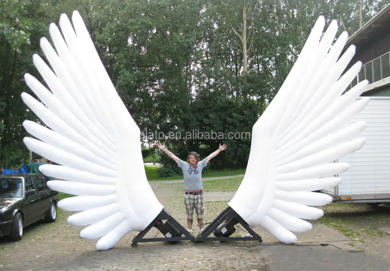 new design white inflatable moving wing/large feather angel