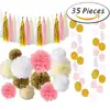 Pink color for wedding birthday baby shower indoor party decoration balloon set inclyde pom paper flower and tassels