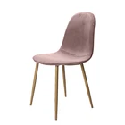Alibaba Hot Selling Fabric Dining Chair with Walnut Color Metal Legs