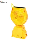 Solar outdoor safety red yellow led amber flashing signal strobe light traffic cone warning barricade lamp with CE