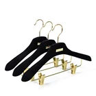 Luxury high Quality black velvet plastic clip hanger