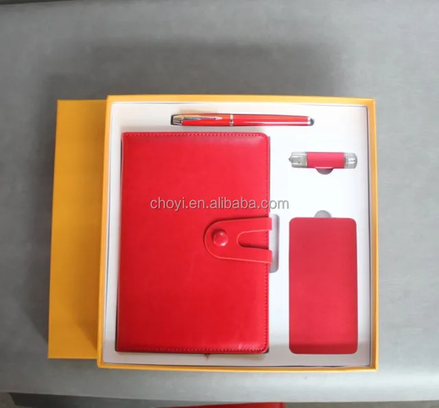 business ideas corporate gift set notebook pen power bank usb