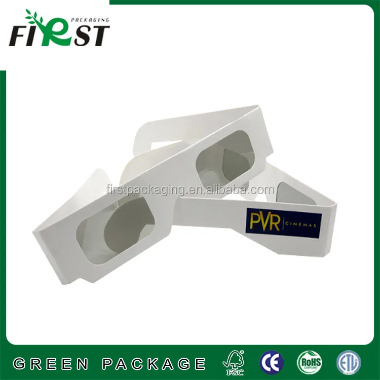 Papier karton kerst regenboog bril, 3d rave prisma bril/wit frame bril 3d lineaire papier met custom logo