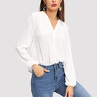 China Wholesale Clothing Factory High Quality V Neck Plain Top Ladies Blouse Women Fashion Elegant Shirt Clothing