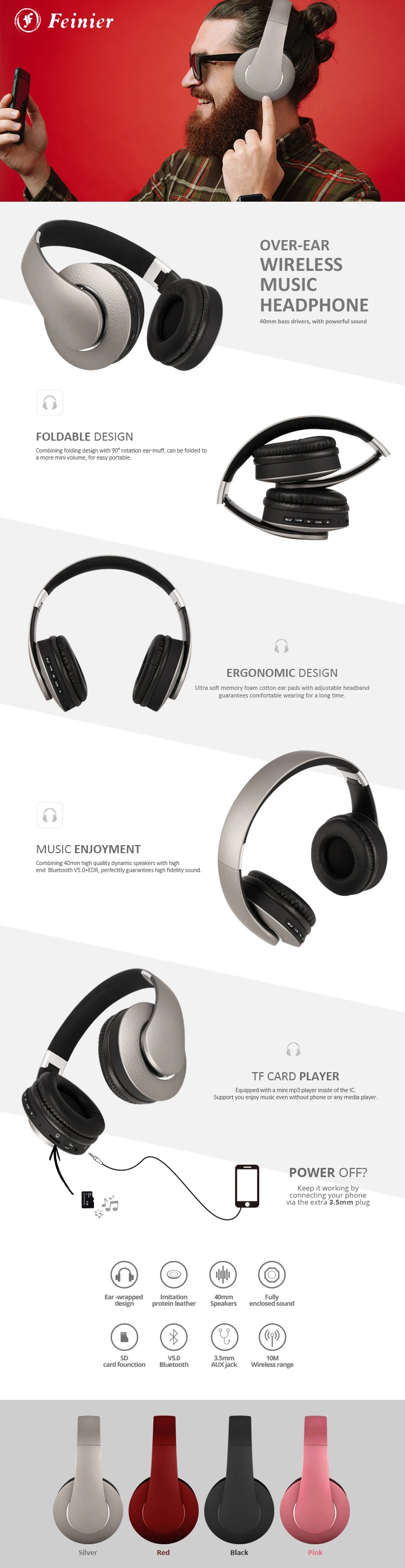 best selling wholesale wired wireless headphones bluetooths with TF card and FM radio - ANKUX.COM