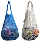 Colorful reusable foldable string cotton net mesh shopping bag/fruit/vegetable bags
