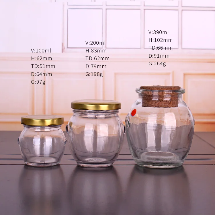 106ml 212ml 390ml orchio glass honey packing jar metal lid
