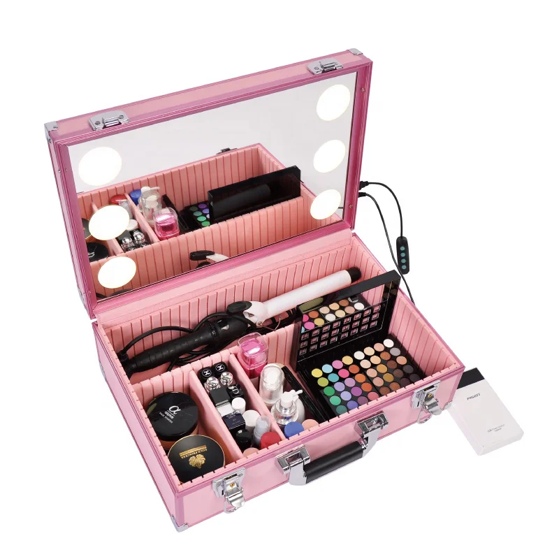 makeup luggage with lights