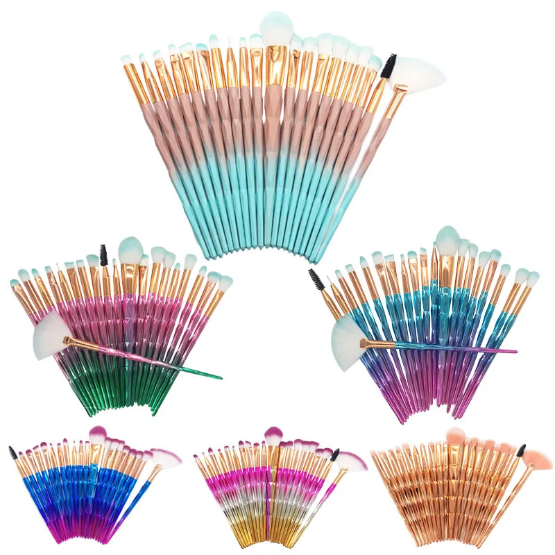 20 pcs diamond handle unicorn eye makeup brush eyebrush tools beauty product