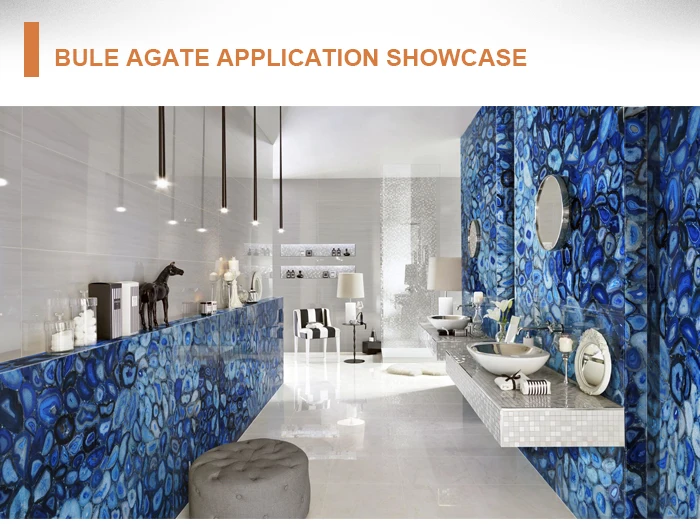 architectural interior design blue agate wall panel backlit