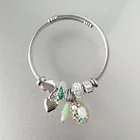 New fashion jewley pure stone charm bracelet made of stainless steel beads brass charm for wholesale can customize logo