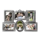 6 Openings Decorative Silver Plastic Vintage Collage Photo Frame
