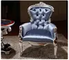 Pair of Unique Vintage French Rococo Carved Wood Silver Accent Chairs Louis XV