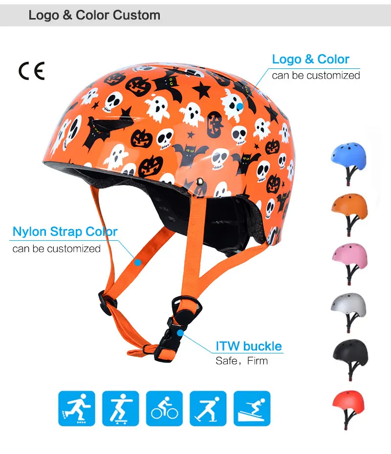 Pro ABS Skateboard Helmets For Kids And Teens, Custom Pattern Skate