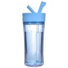 Plastic Double Wall Sport Water Bottle Drink Tumble Travel Mug With Lid And Straw