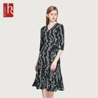 Professional Fashion Design Floral Printed Polyester Women Formal Office Career Dresses