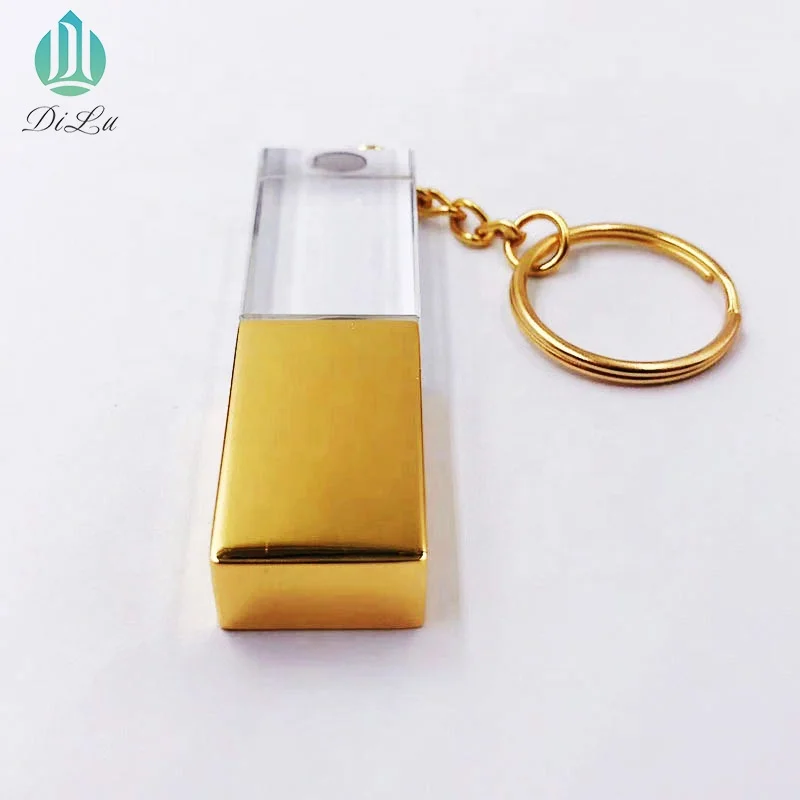  Crystal glass 8gb usb flash drive custom inner carving light logo