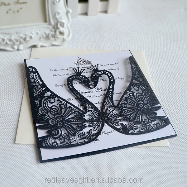 peacock elegant laser cut pearl paper wedding invitations