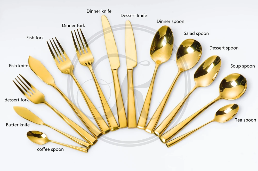 Gold Plated Flatware Sets,Bulk Gold Cutlery,Gold Plated Wedding Cutlery