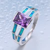 2018 hot style Zircon Blue Fire Opal Zircon 925 Silver Ring simple dubai ring designs for women