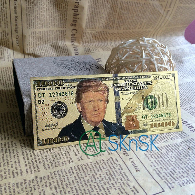 10pcs US Donald Trump Commemorative Coin President Banknote Non-currency $1000 C