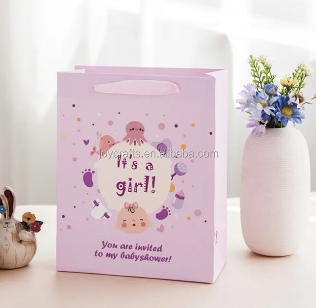 baby shower gift girl invited paper bag