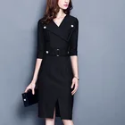 2018 Spring Women's Fashion work wear Elegant Office Lady Dress with Elebow Sleeve Design