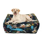 Wholesale Vintage Style Washable Soft Rectangular Printing Dog Cushion Pet Sofa Orthopedic Luxury Dog Bed for dog