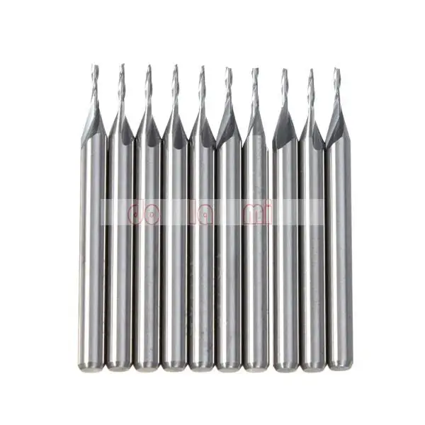 2015 Hot Sale Real Taladro Ferramentas Dremel 10 Pcs 1.0mm 4mm Cel 2 Flute Carbide Flat Nose End Mills Router Bit