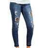 Hot Sale Women Monogram Leopard Patch Skinny Jean