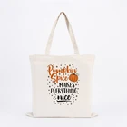 New Arrival Funny Pumpkin Custom Canvas Tote Bag Eco Foldable Canvas Bag For Halloween Holiday