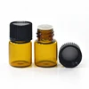 Wholesale essential oil glass bottle 1ml 2ml 3ml 5ml mini sample amber glass vial with Inner plug and screw cap
