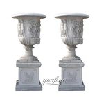 Outdoor Decorative White Stone Flower Pots For Garden