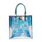 New Design beach shiny shopping clear pvc hologram tote bag