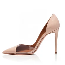 Pointed Toe High Heel Nude Pumps Women Transparent PVC Elegant Evening Dress Gold Heels Ladies Summer Sliver Heeled Shoes 2018