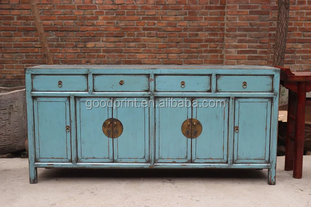 14062607 Painted Console in Blue / Chinese-style Cupboard Console Sideboard