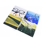 Custom edge type magic fiber white eyeglasses cleaning cloth with transfer printing pattern
