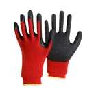Factory top quality Red Nylon Crinkle Coated black latex gloves