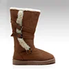 HC-205 Ladies winter fashion micro suede with buckle flat non-slip snow boots