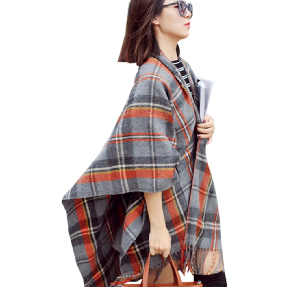 New Fashion Design 2015 Lady Women Popular Wool Blanket Oversized Tartan Scarf Wrap Shawl Plaid Pashmina Cozy Checked Wholesale