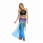 High Elastic Smocked Waist Floral Skirt One Pieces Bandage Gypsy Bohemian Overskirt