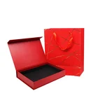Custom Printed Eco Friendly Gold Logo Gift Paper Bag and Box a Set