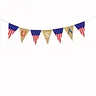 USA Flags Pennant Happy American Independence Day Fireplace Mantel Decoration Fourth of July Party Decorations Burlap Banner
