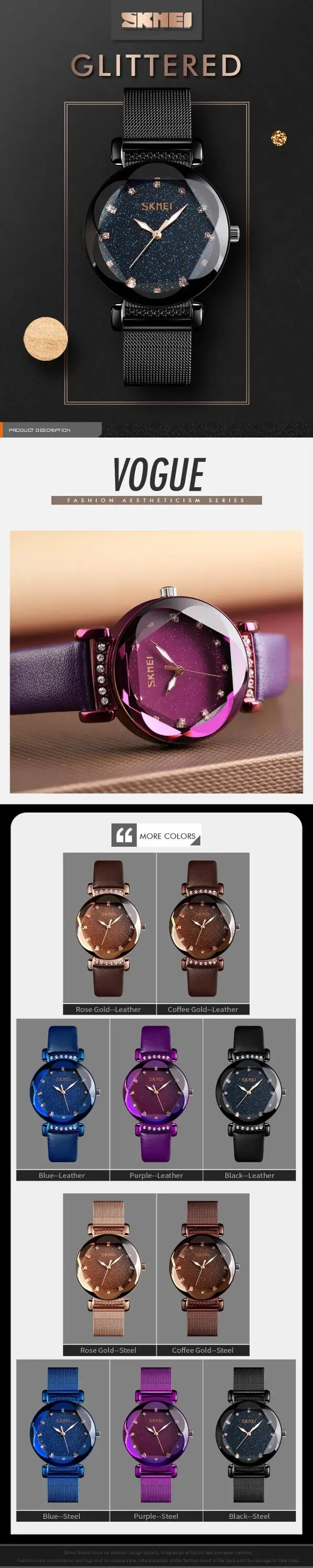 SKMEI 9188 Wholesale Stainless Steel Quartz Wrist Watches for Women