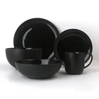 Round Black Luxury Beautiful Royal Ceramic Fine Porcelain New Bone China Dinner Table Ware Sets